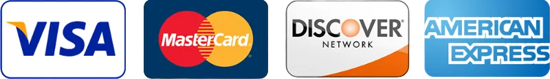 Visa, MasterCard, Discover, American Express